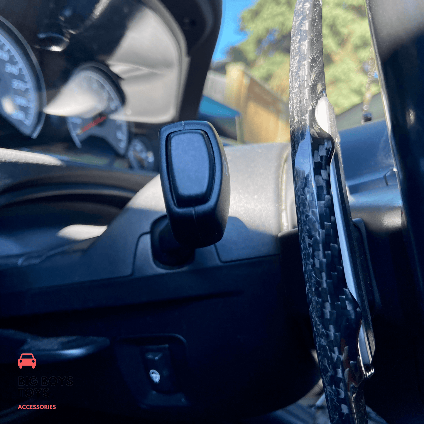 Left paddle shifter from back