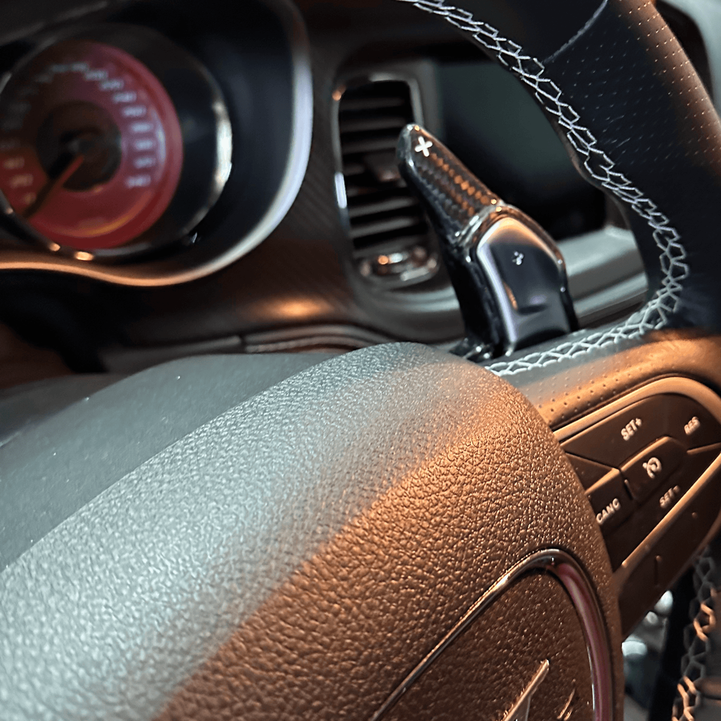 DodgeChargerHellcat Paddle Shifters right from steering wheel